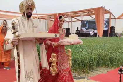 ప్రవాస జంట పంజాబ్ రంగాలలో వివాహం చేసుకున్నారు, "రైతుల నిరసన నుండి ప్రేరణ పొందింది" అని చెప్పండి