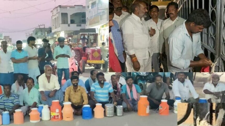 రైతులు నిరసన: పాల శీతలీకణపై శీతలీకణపై రాజన్న సిరిసిల్ల రోడ్డెక్కిన పాడి పాడి రైతులు రైతులు, వివాదాస్పద కేంద్రం సీజ్‌పై సీజ్‌పై