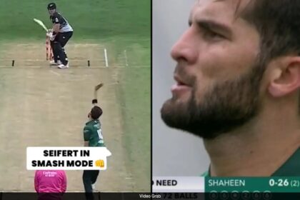 6 బంతుల్లో 26 పరుగులు: షాహీన్ అఫ్రిడి న్యూజిలాండ్ స్టార్ టిమ్ సీఫెర్ట్ చేత చీలిపోయారు. చూడండి