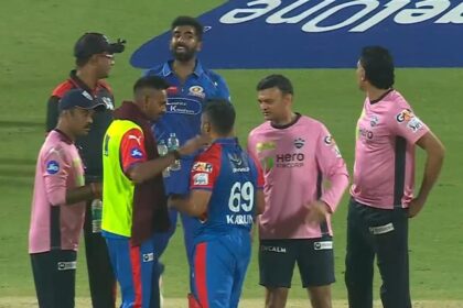 కరున్ నాయర్, జస్ప్రిట్ బుమ్రా ఐపిఎల్ ఘర్షణ సమయంలో వేడిచేసిన ఉమ్మిలో పాల్గొన్నాడు. రోహిత్ శర్మ యొక్క ప్రతిచర్య వైరల్ - చూడండి