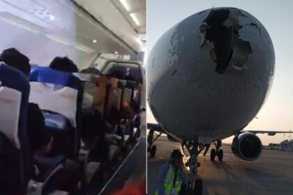 ప్రయాణీకులు అల్లకల్లోలంగా తగిలిన ఇండిగో ఫ్లైట్, విమానాలు దెబ్బతిన్న Delhi ిల్లీ నోయిడా వడగళ్ళు తుఫాను వర్షం దుమ్ము వాతావరణం