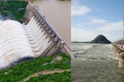 శ్రీశైలం జలశయానికి భారీ భారీ వరద .. 10 గేట్లు ఎత్తి నీటి నీటి విడుదల .. ప్రకాశం బ్యారేజీ వద్ద రెండో ప్రమాద ప్రమాద ప్రమాద